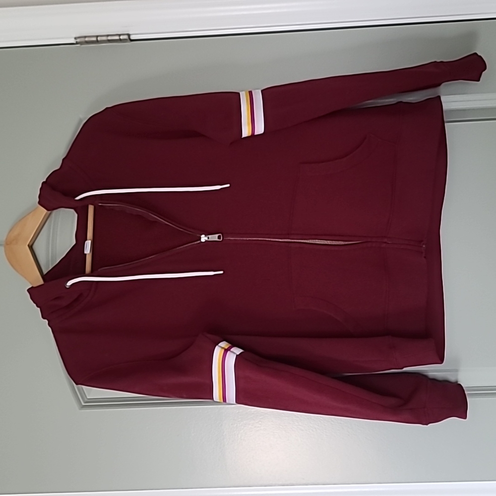 Old Navy Women's L zip hoodie red stripes